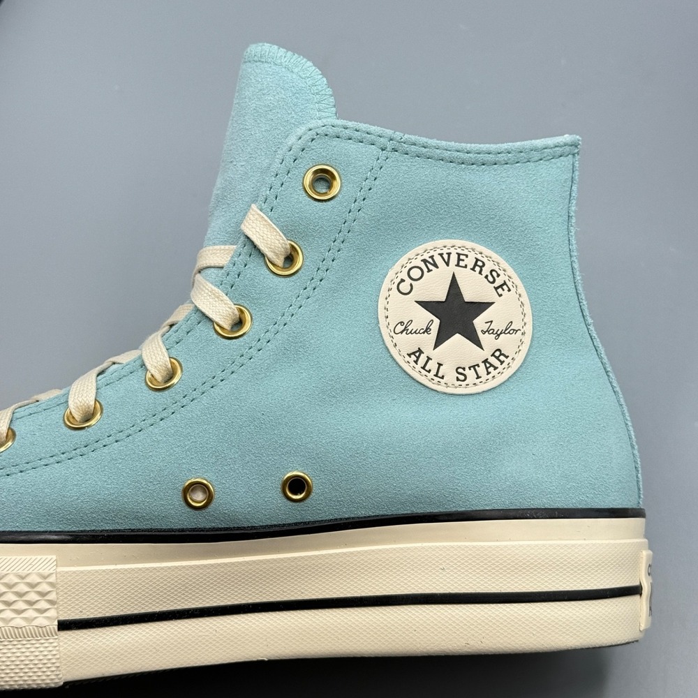 Converse Women's 9 Hi Top Platform Blue Sneakers Leather Suede CTAS Lift A13824C - Picture 3 of 13